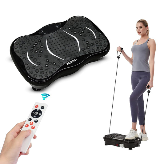 AGARO Alpha Crazyfit Vibration Plate Massager – Full Body Fitness Machine with 5 Program Modes, Remote Control & Exercise Bands for Weight Loss, Muscle Toning & Calorie Burn
