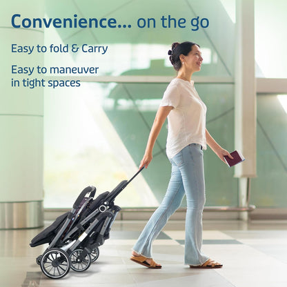 LuvLap Alpha Baby Stroller (0–3 Years) | One-Fold Travel Friendly Pram with Reversible Handle & Recline + FREE AirPods (Worth ₹499) 🎁