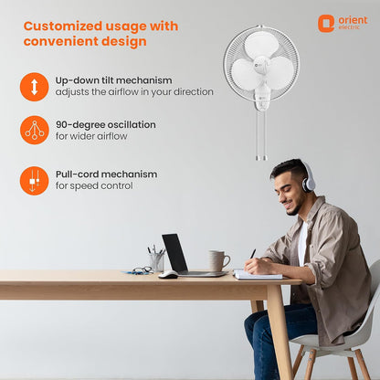 Orient Electric Wall-44 400mm Wall Fan | Powerful Air Delivery | 3-Speed Control | Smooth Oscillation | Wall Mount Fan for Home & Kitchen