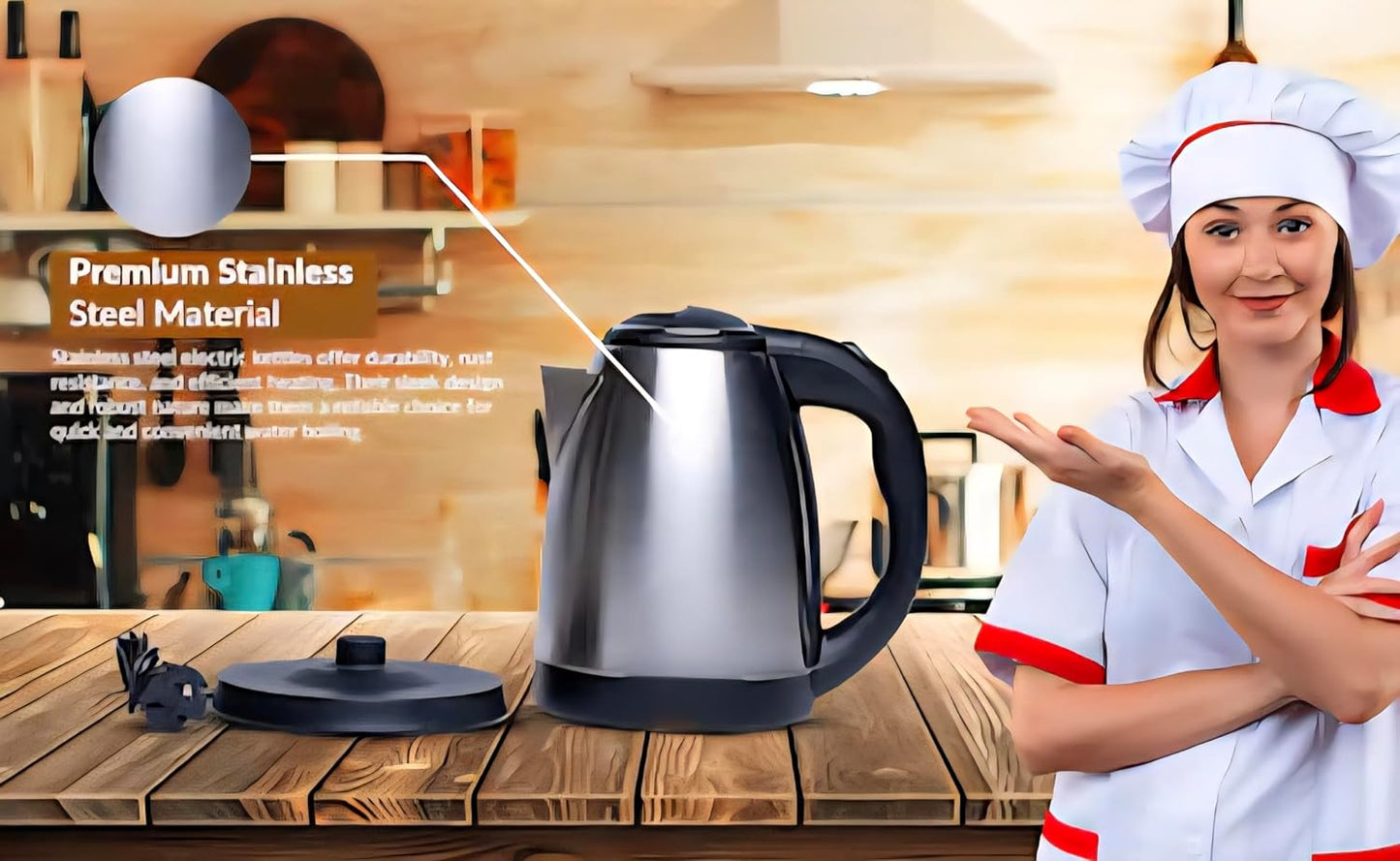 Born Chef BC-5017EK Electric Kettle, Stainless Steel, 1.8L Capacity, 360° Swivel Base, Comfortable Handle, Food Grade Materials, 1 Year Warranty