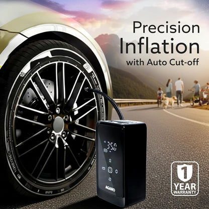AGARO Atom Cordless Tyre Inflator – 150 PSI Portable Air Compressor with 4500mAh Battery, Digital Display, Auto Shut-Off & LED Light for Cars, Bikes & Inflatables