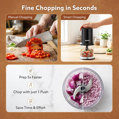 AGARO Electric Chopper 400W | 500ml Vegetable Cutter & Mini Chopper with Twin Stainless Steel Blades | FREE AGARO Royal Coffee Frother Worth ₹600 – Limited Time Offer!