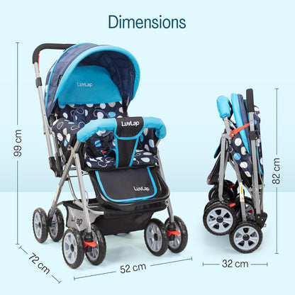 LuvLap Sunshine Baby Stroller (0–3 Years) | Reversible Handle, 360° Wheels & Storage Basket + FREE AirPods (Worth ₹499) 🎁