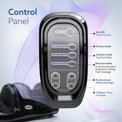 AGARO Electric Shiatsu Foot Massager – Kneading & Rolling Therapy | Improves Blood Circulation | Deep Foot Relaxation for Home Use (Black)