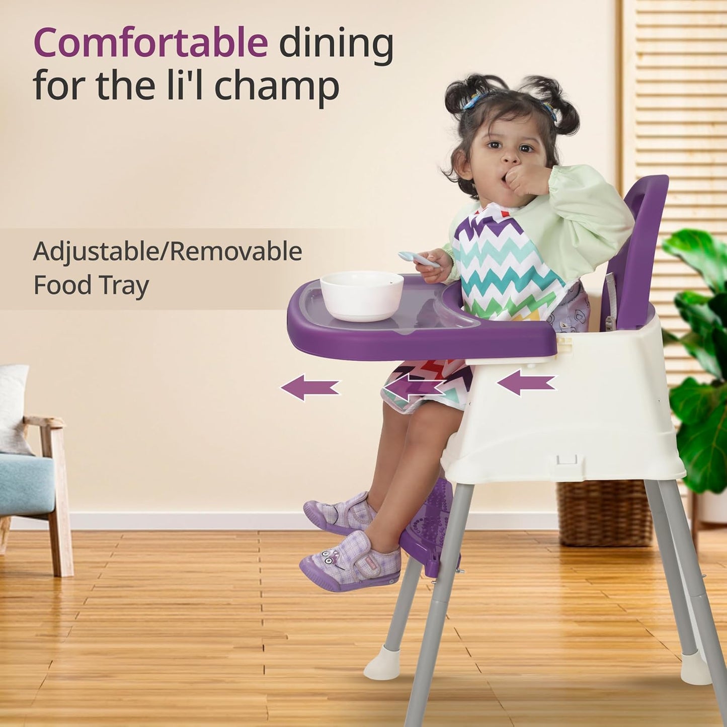 LuvLap 4-in-1 Convertible Baby High Chair (Feeding Chair) | High, Low & Booster Seat with Footrest | FREE AirPods Worth ₹499 🎁
