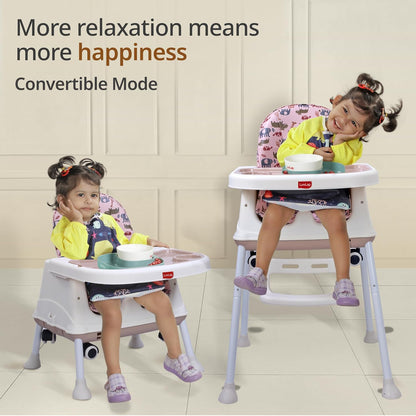 LuvLap Baby High Chair with Wheels (6 Months–3 Years) | 3 Height Adjustable Booster Feeding Seat with Cushion | Portable Design | FREE AirPods Worth ₹499 🎁