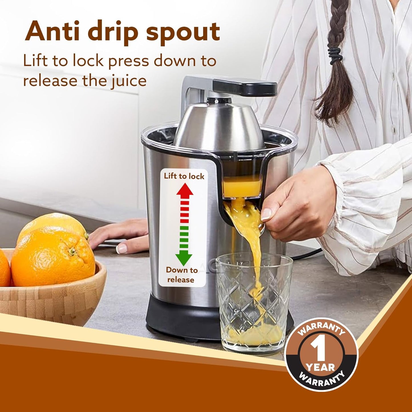 🔥 Limited Time Offer | AGARO Regency 350W Electric Citrus Juicer with 650ML Capacity, AC Copper Motor, Pulp Regulator & Dual Cones – Stainless Steel Juicer for Orange, Lemon & All Citrus Fruits | 🎁 FREE Electric Kettle Worth ₹999 Included
