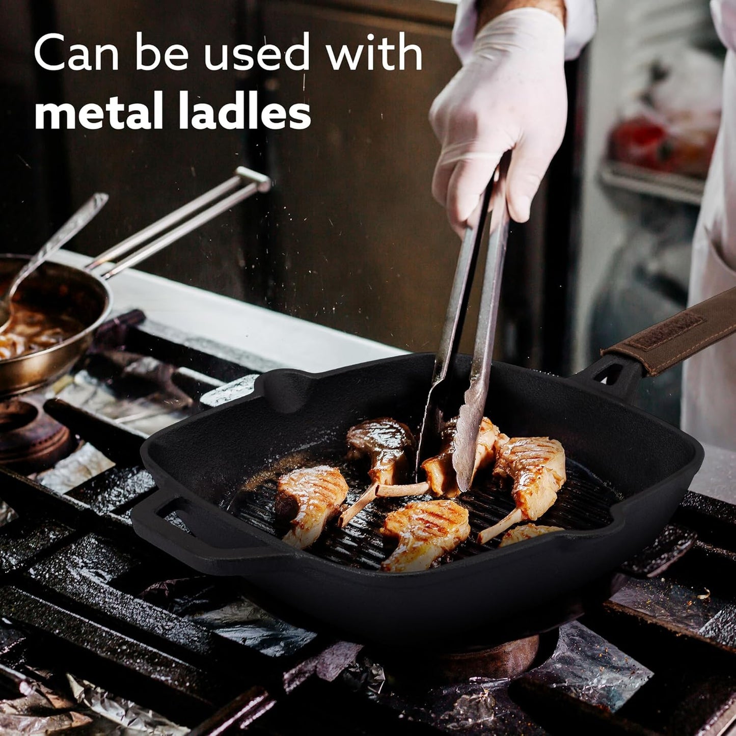 AGARO Royal Pre-Seasoned Cast Iron Grill Pan 24cm (1.9L) | Heavy Duty | No Chemical Coating | Gas & Induction Compatible