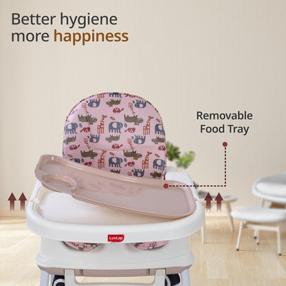 LuvLap Baby High Chair with Wheels (6 Months–3 Years) | 3 Height Adjustable Booster Feeding Seat with Cushion | Portable Design | FREE AirPods Worth ₹499 🎁