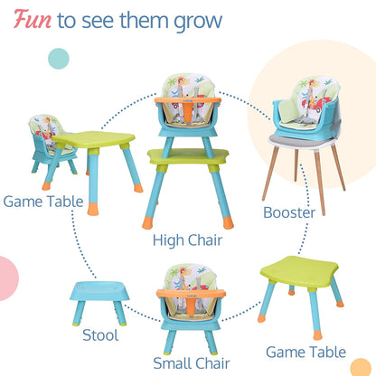 LuvLap 6-in-1 Baby High Chair (6–36 Months) | Convertible Dining, Study & Booster Chair + FREE AirPods (Worth ₹499)