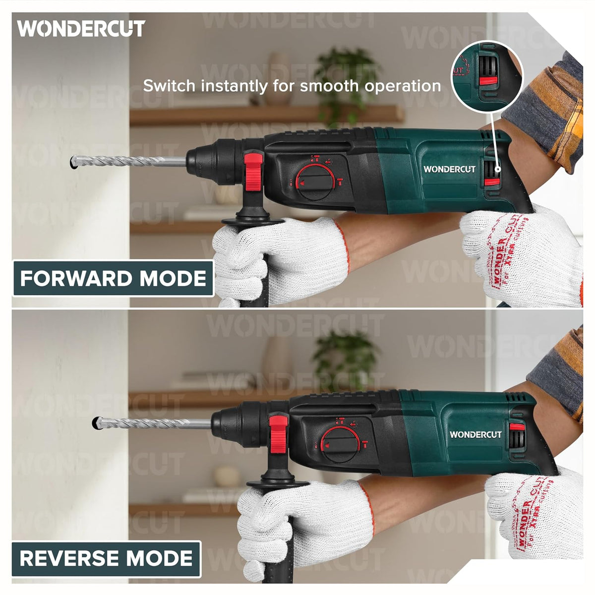 **WONDERCUT WC-GP-2-26B 1600W Corded Rotary Hammer Drill | 26mm SDS Plus | 5 Functions | Vibration Control | Copper Armature Motor | BMC Carrying Case with Drill Bits & Chisels | Free Delivery**