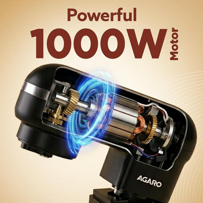 AGARO Royal Stand Mixer 1000W with 5L Stainless Steel Bowl, 8-Speed + Pulse Function, Copper Motor & Dough Hook, Beater, Whisker and Splash Guard