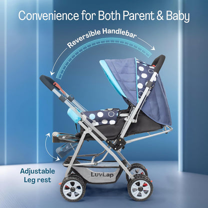 LuvLap Sunshine Baby Stroller (0–3 Years) | Reversible Handle, 360° Wheels & Storage Basket + FREE AirPods (Worth ₹499) 🎁