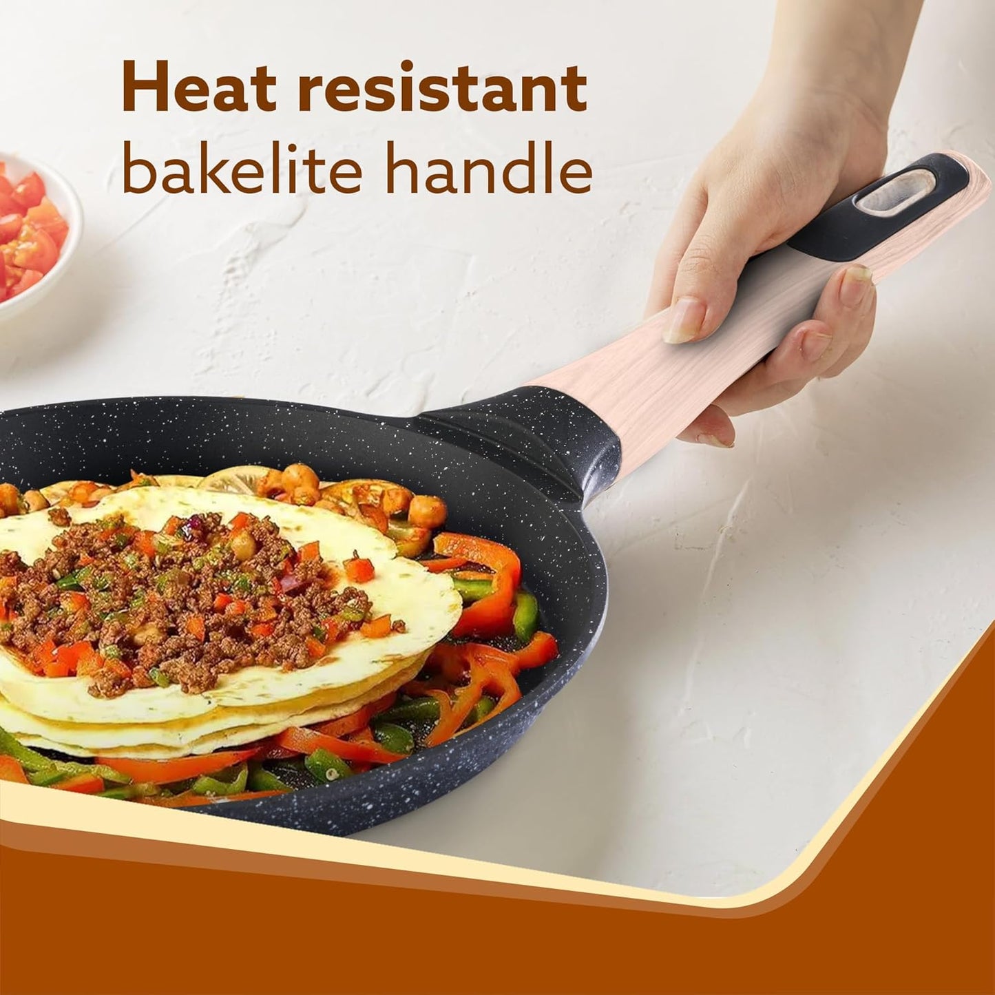 AGARO Imperial Granite Non-Stick Tawa 24cm | Cast Aluminium Body | Dosa, Paratha & Omelette Tawa | Gas & Induction Compatible