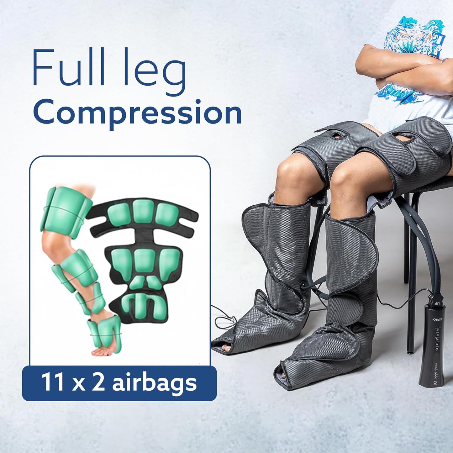 AGARO MAGMA Leg Massager for Foot, Calves & Thighs | Air Compression Therapy | Pain Relief & Circulation | Black | FREE Lint Remover ₹699