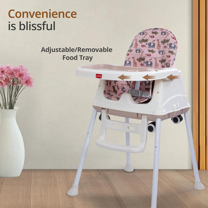 LuvLap Baby High Chair with Wheels (6 Months–3 Years) | 3 Height Adjustable Booster Feeding Seat with Cushion | Portable Design | FREE AirPods Worth ₹499 🎁