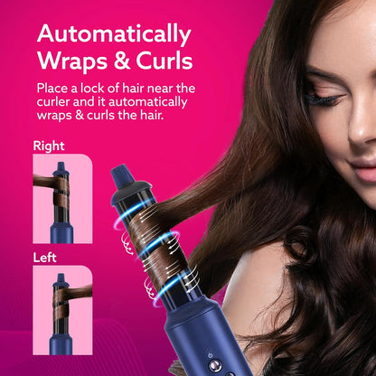AGARO Imperial 6-in-1 Hair Styler 1200W | Brushless Ionic Hair Dryer, Blow Dryer Brush, Volumizer & Smoothing Tools (Blue)