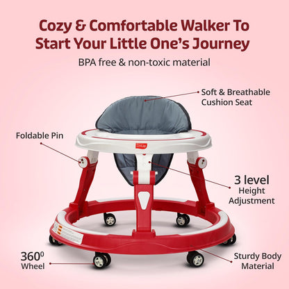 LuvLap Elegant 360° Baby Walker for 6–18 Months | 3-Level Height Adjustable | Safe & Comfortable |FREE AirPods Worth ₹499 🎁