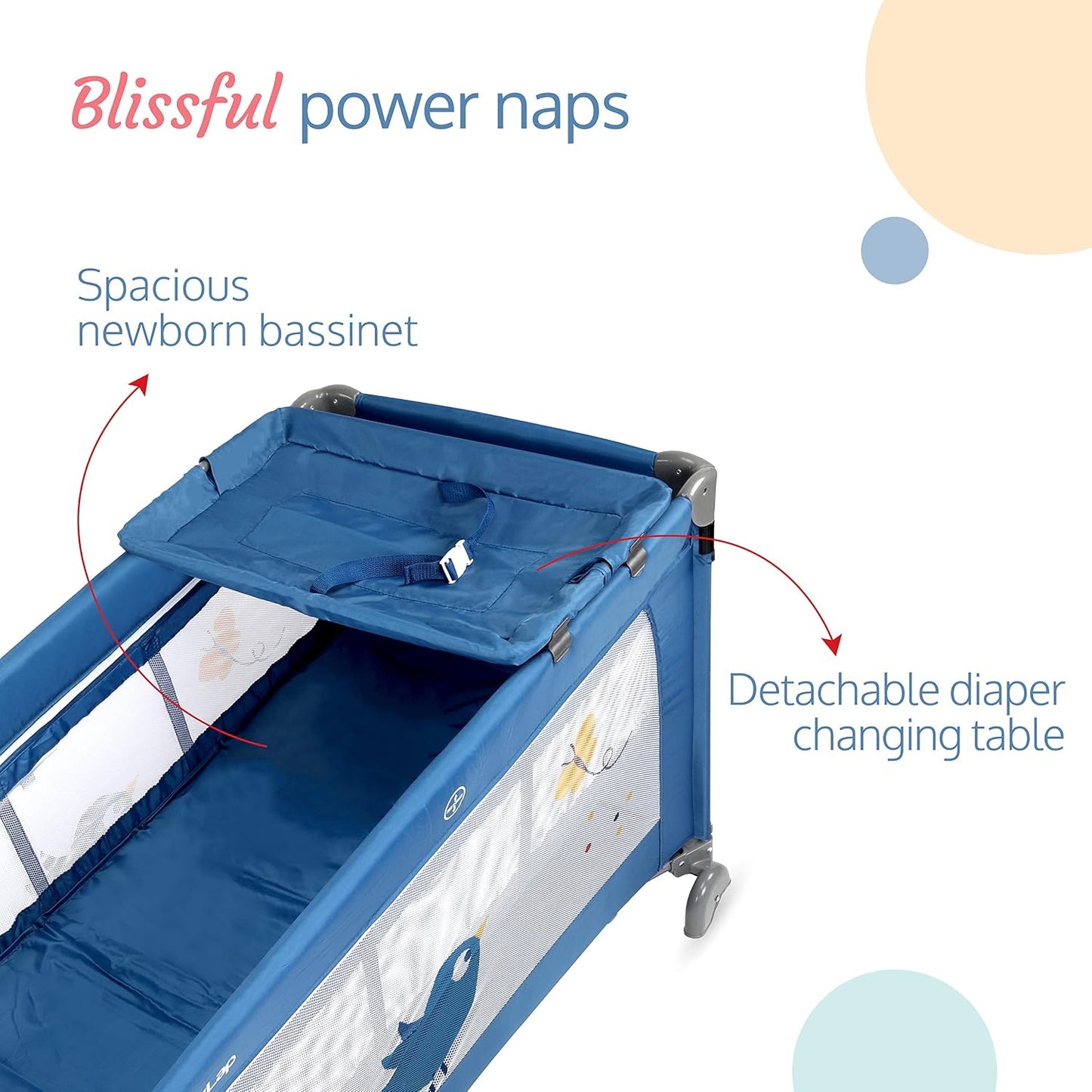 LuvLap WonderJoy Baby Playpen Playard (Blue) with FREE LuvLap Steel Straw Sipper | Folding Baby Bed, Portable Baby Cot & Convertible Crib | Free Delivery India