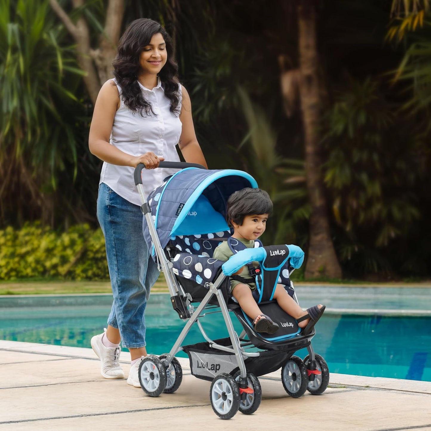 LuvLap Sunshine Baby Stroller (0–3 Years) | Reversible Handle, 360° Wheels & Storage Basket + FREE AirPods (Worth ₹499) 🎁