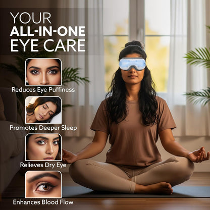 AGARO Supreme Eye Massager | Heat Therapy, Air Compression, Bluetooth Music | 5 Modes | Foldable Eye Relaxation Device