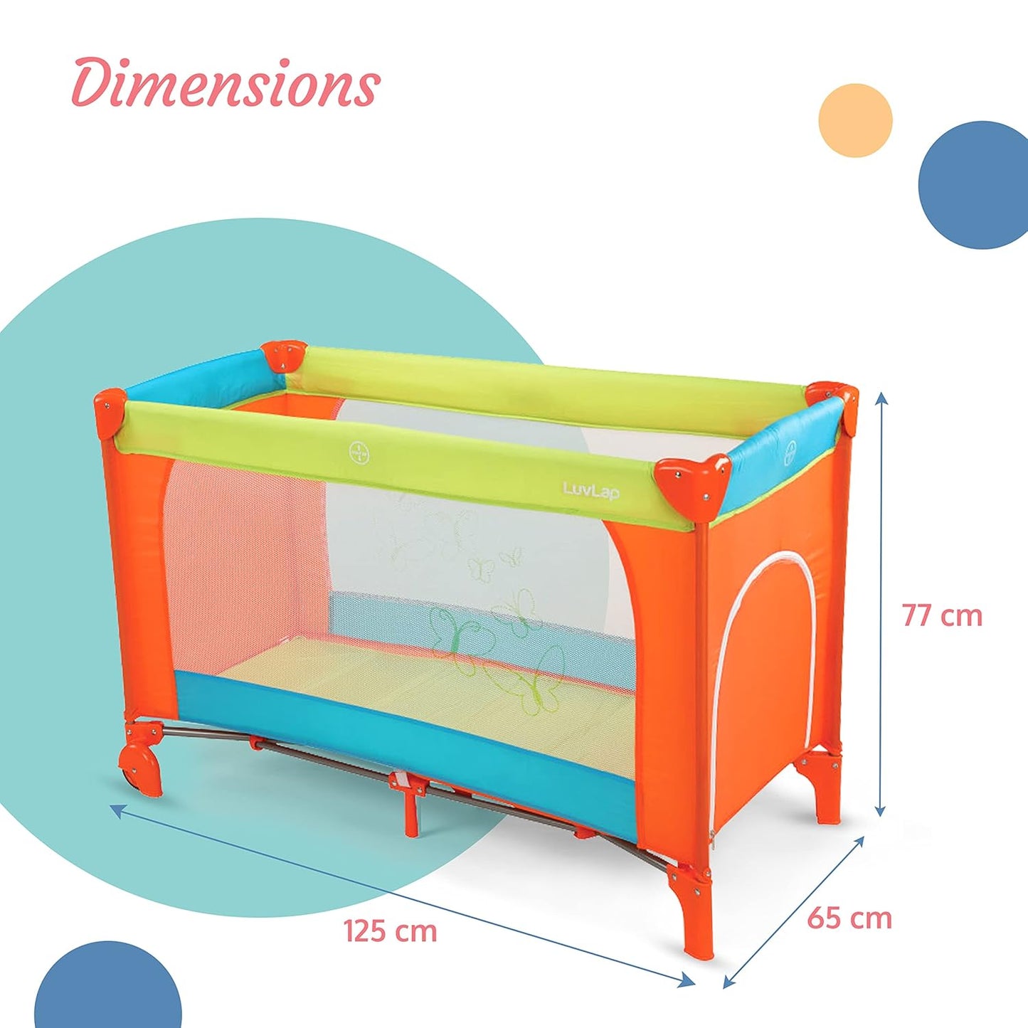 LuvLap Sunshine Baby Playpen & Folding Baby Bed Cum Cot | Convertible Baby Playard | FREE LuvLap Double Walled Steel Body Straw Sipper | Free Delivery