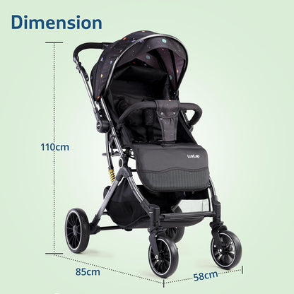 LuvLap Alpha Baby Stroller (0–3 Years) | One-Fold Travel Friendly Pram with Reversible Handle & Recline + FREE AirPods (Worth ₹499) 🎁