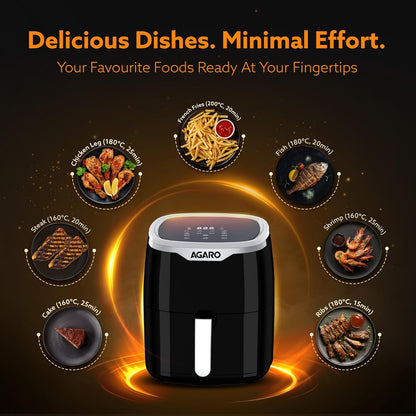 AGARO Galaxy Digital Air Fryer 4.5L | 1400W Oil-Free Air Fryer with Touch Display & 7 Presets