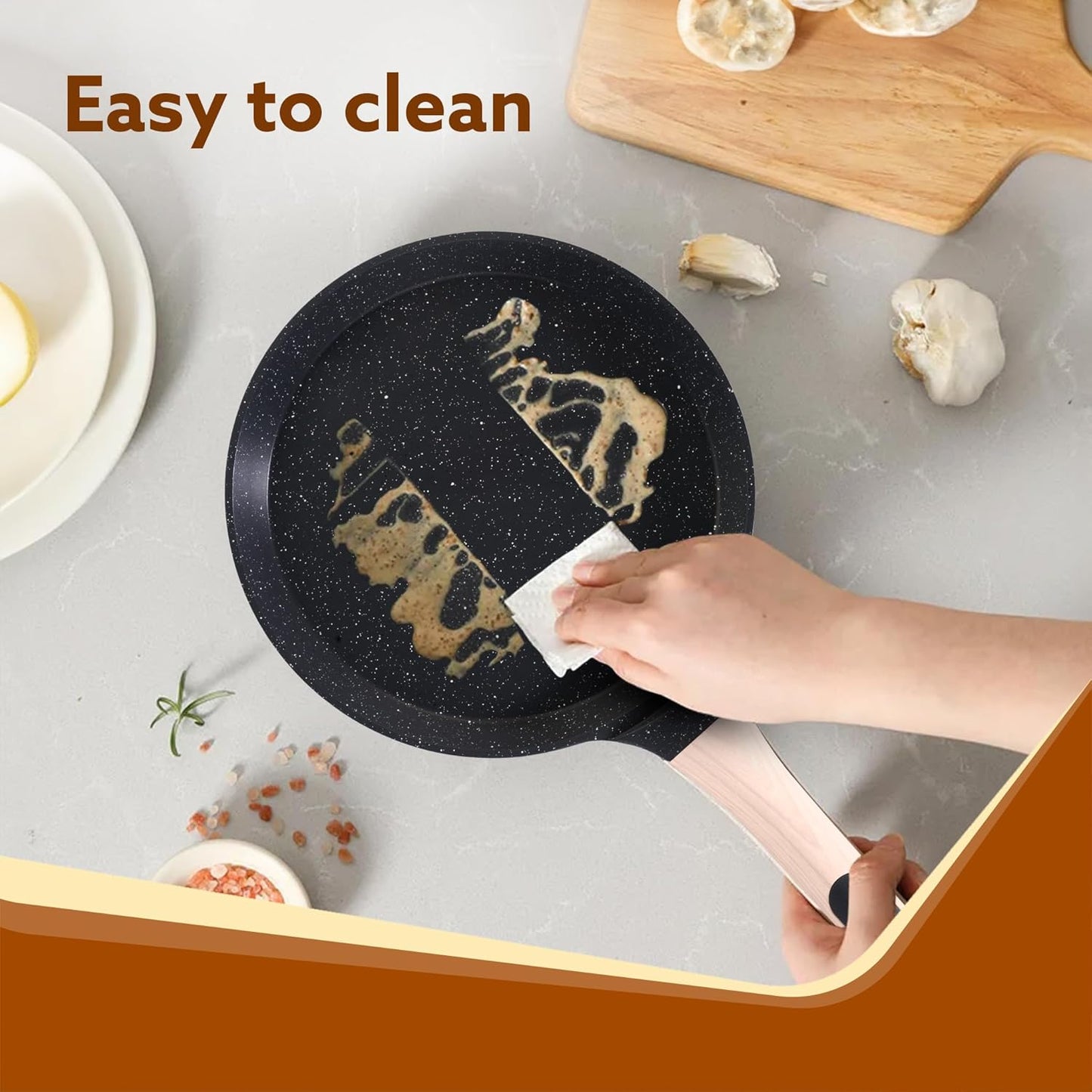 AGARO Imperial Granite Non-Stick Tawa 24cm | Cast Aluminium Body | Dosa, Paratha & Omelette Tawa | Gas & Induction Compatible