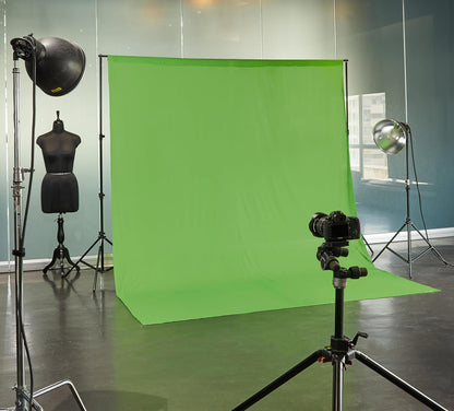 Amazon Basics 9x9 Feet Studio Background Stand Kit with Green Screen Backdrop | Adjustable Photography & Videography Kit