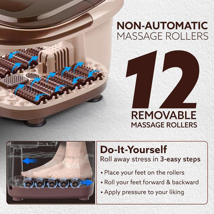 AGARO Regency Manual Foot Spa Bath Massager with Heat, 12 Rollers & Temperature Control | Free AGARO Elite Rechargeable Mini Electric Chopper Worth ₹599