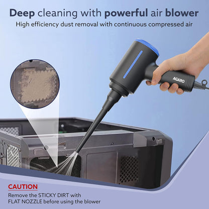 AGARO Compressed Air Duster AD1719 | 48,000 RPM Electric Air Blower for PC, Laptop, Car, Home & Office | Rechargeable Dust Cleaner