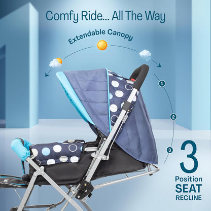 LuvLap Sunshine Baby Stroller (0–3 Years) | Reversible Handle, 360° Wheels & Storage Basket + FREE AirPods (Worth ₹499) 🎁