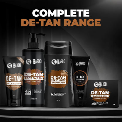 BEARDO DeTan Face Wash for Men – 200ml with Glycolic Acid, Niacinamide & Coffee | Helps Reduce Tan, Dark Spots & Pigmentation for Smooth, Oil-Free Skin | BUY 1 GET 1 FREE @ ₹499 🔥
