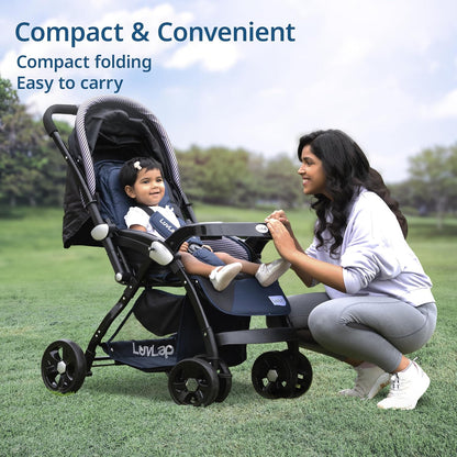 LuvLap Galaxy Baby Stroller & Pram (Black) | 5-Point Safety Harness, Multi-Level Recline, Easy Fold + 🎁 FREE LuvLap Silicone Straw Sipper Cup Set of 3 (300ml, Worth ₹1,499)