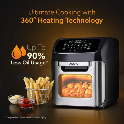 AGARO Regency 12L Digital Air Fryer Oven | 1800W Family Rotisserie | Bake, Roast, Toast & Defrost | FREE Wall Fan Worth ₹999