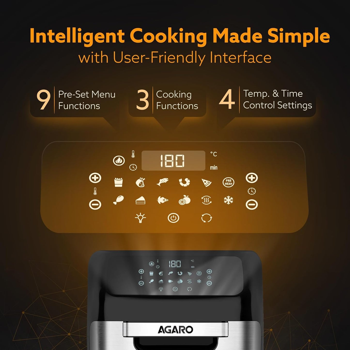AGARO Regency 12L Digital Air Fryer Oven | 1800W Family Rotisserie | Bake, Roast, Toast & Defrost | FREE Wall Fan Worth ₹999