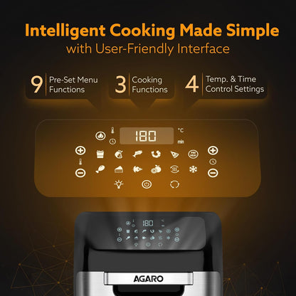 AGARO Regency 12L Digital Air Fryer Oven | 1800W Family Rotisserie | Bake, Roast, Toast & Defrost | FREE Wall Fan Worth ₹999