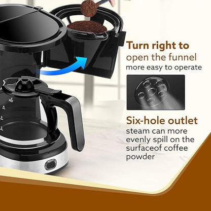 AGARO Royal 4-Cup Drip Coffee Maker 750W | 600ml Borosilicate Glass Carafe | Auto Shut-Off | Black & Silver