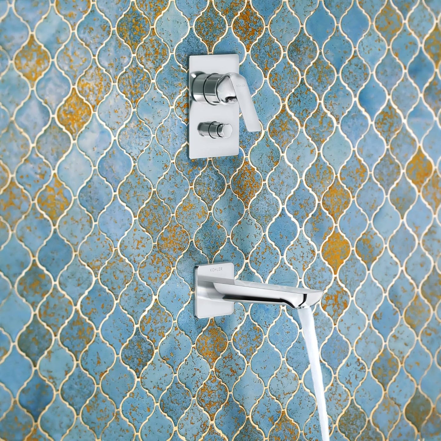 Luxury Kohler Fore Line Aqua Turbo 235 Recessed Bath and Shower Trim K-27499IN-4FP-CP | Neo-Modern Wall Mount Single Lever Diverter | Premium Recessed Bath & Shower Fitting | Minimalist Chrome Bathroom Design