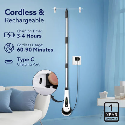 AGARO Royal Electric Spin Scrubber – 300RPM Cordless Cleaning Brush with 8 Replaceable Heads, 2 Speeds & Adjustable Handle | Bathroom, Tiles & Floor Cleaner