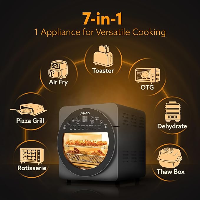 AGARO Elite 14.5L Digital Air Fryer Oven | 1700W Rotisserie Convection Oven | 16 Preset Menus | FREE Wall Fan Worth ₹999 RS