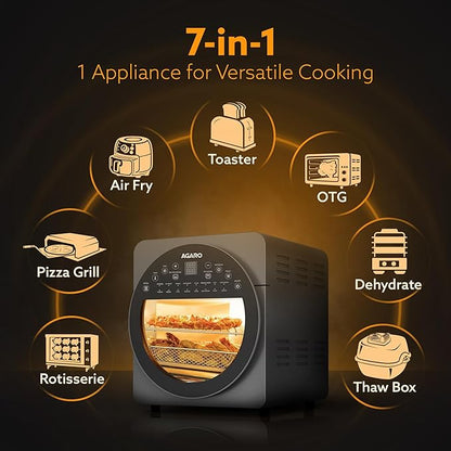 AGARO Elite 14.5L Digital Air Fryer Oven | 1700W Rotisserie Convection Oven | 16 Preset Menus | FREE Wall Fan Worth ₹999 RS