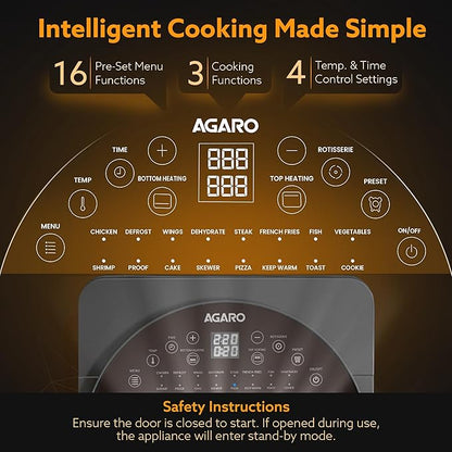 AGARO Elite 14.5L Digital Air Fryer Oven | 1700W Rotisserie Convection Oven | 16 Preset Menus | FREE Wall Fan Worth ₹999 RS