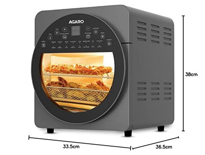 AGARO Elite 14.5L Digital Air Fryer Oven | 1700W Rotisserie Convection Oven | 16 Preset Menus | FREE Wall Fan Worth ₹999 RS