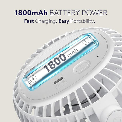 AGARO Regal Portable Rechargeable Clamp Fan | 1800mAh Battery, USB-C Charging, 3-Speed Mini Table Fan with Multi-Clip Design for Home, Office, Car & Kitchen