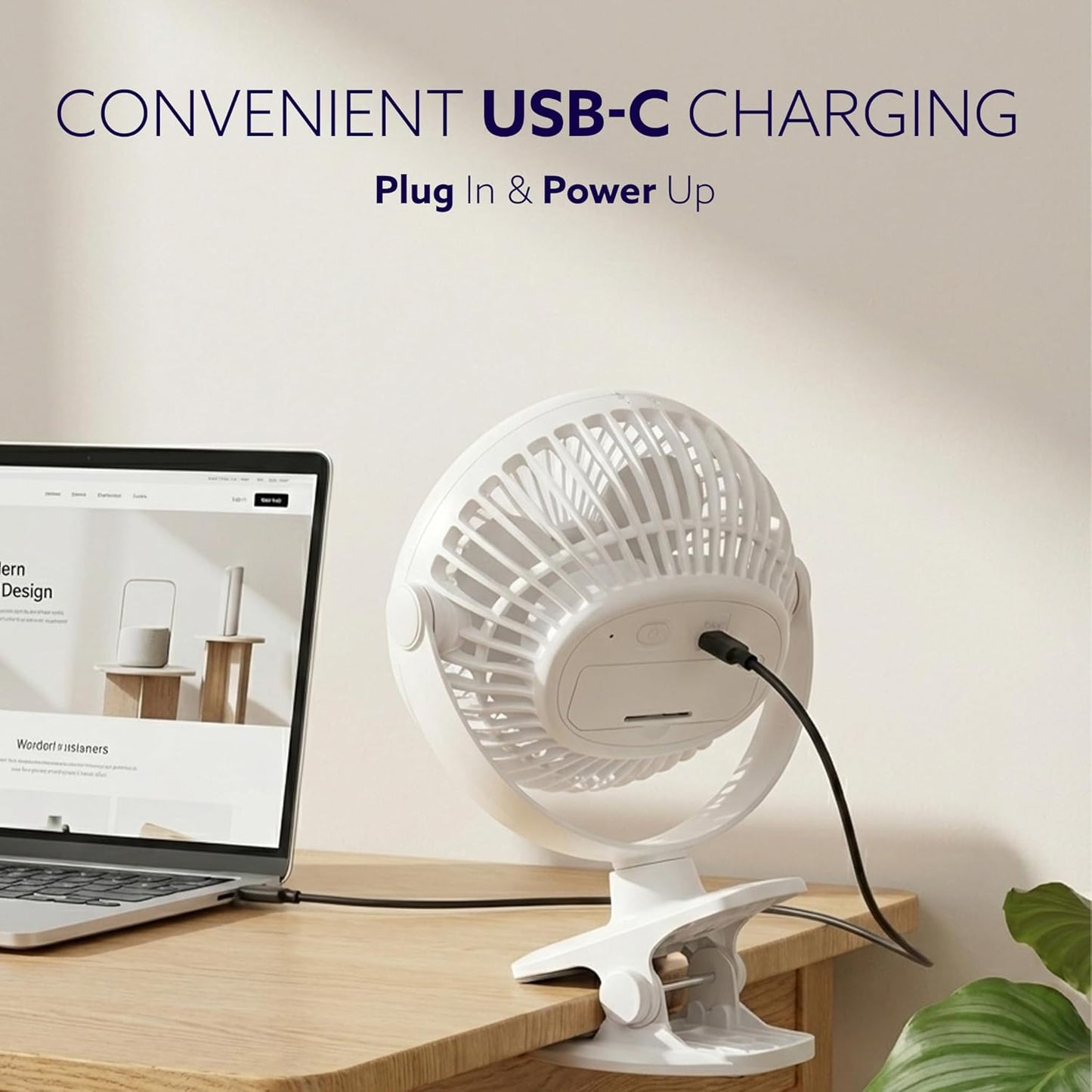 AGARO Regal Portable Rechargeable Clamp Fan | 1800mAh Battery, USB-C Charging, 3-Speed Mini Table Fan with Multi-Clip Design for Home, Office, Car & Kitchen