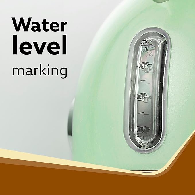 AGARO Regency Vintage Electric Kettle 1.8L with Temperature Gauge | Retro Design | Visible Water Level | LED Light | Auto Shut-Off & Boil-Dry Protection | Green