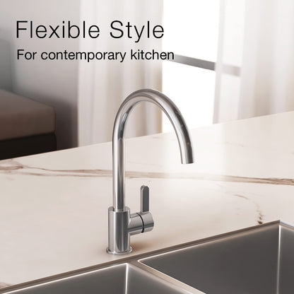 Kohler  Atom Kitchen Mixer Faucet – Single Handle Hot & Cold Kitchen Sink Tap with 360° Swivel Spout, Water Saving Aerated Flow & Modern Deck Mounted Design