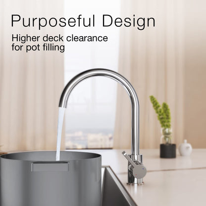 Kohler  Atom Kitchen Mixer Faucet – Single Handle Hot & Cold Kitchen Sink Tap with 360° Swivel Spout, Water Saving Aerated Flow & Modern Deck Mounted Design